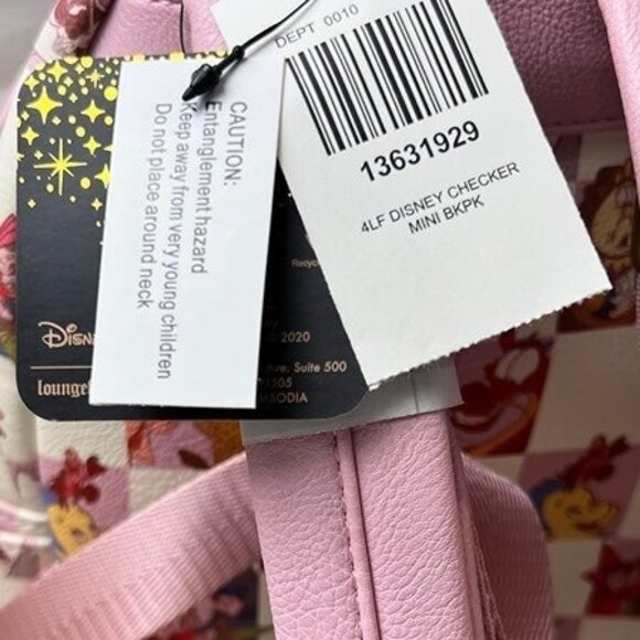 Loungefly Disney Best Friends Rose Checkered Mini Backpack - Picture 3 of 4
